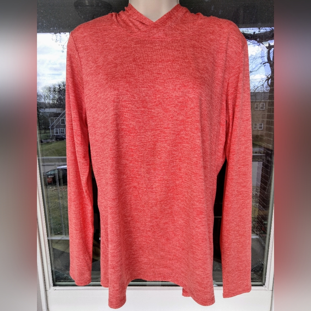 Women's Nike "Dri-Fit" 100% Polyester Hooded Coral/Peach Pullover. Size M.